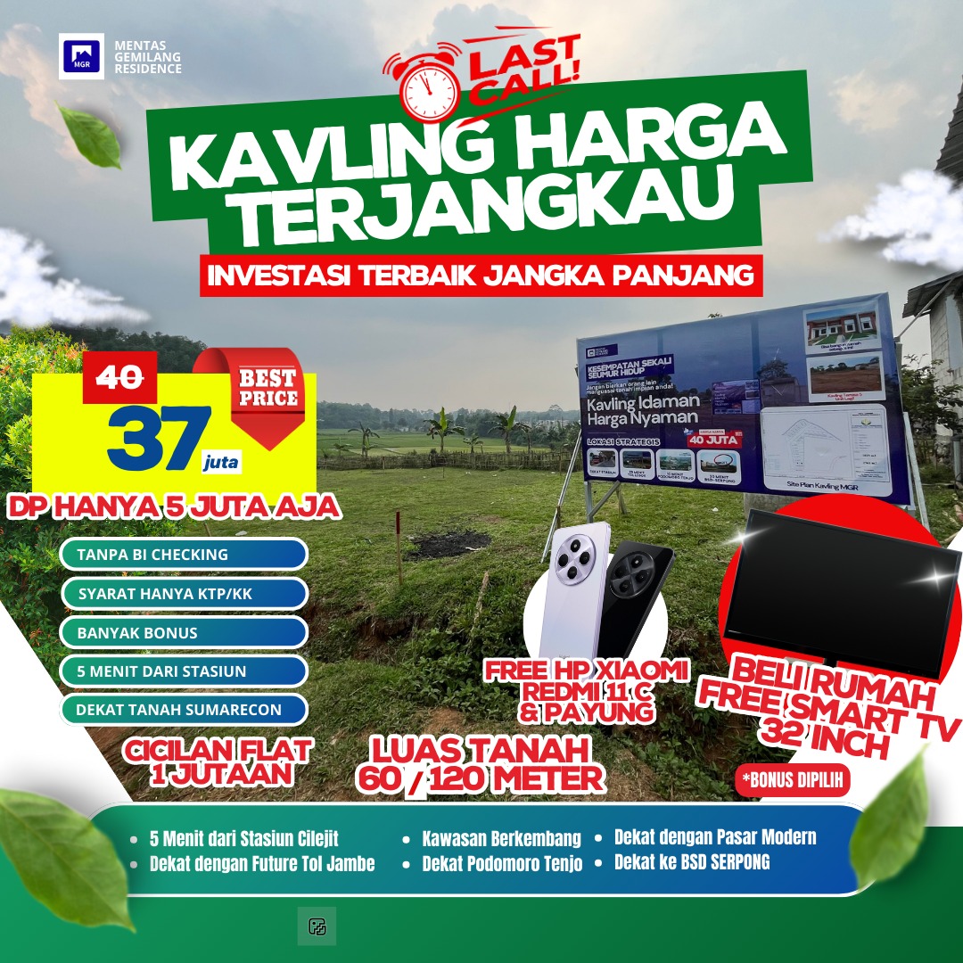 Kavling Harga Terjangkau Dekat ke Kota Tenjo