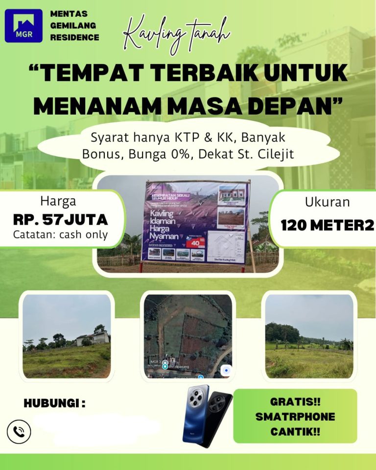 Kavling Tanah dekat Stasiun Cilejit
